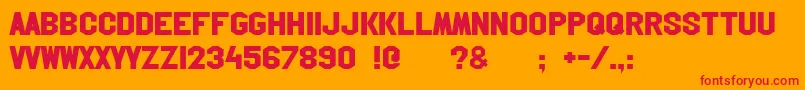 Hollywoodhills-Schriftart – Rote Schriften auf orangefarbenem Hintergrund