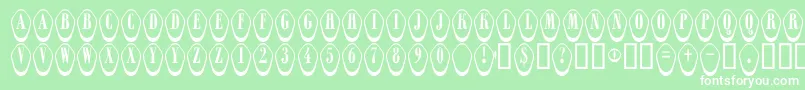 フォントARombyrndotldn3D – 緑の背景に白い文字