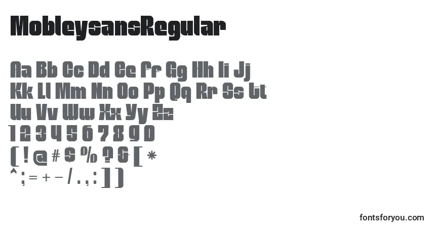 Czcionka MobleysansRegular – alfabet, cyfry, specjalne znaki
