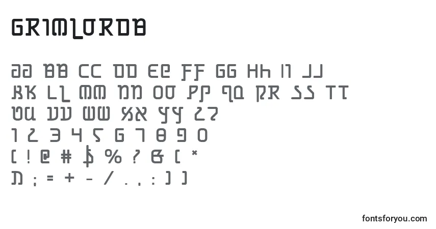 Czcionka Grimlordb – alfabet, cyfry, specjalne znaki