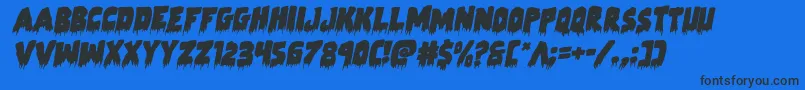 Zombiecontrolrotal-Schriftart – Schwarze Schriften auf blauem Hintergrund