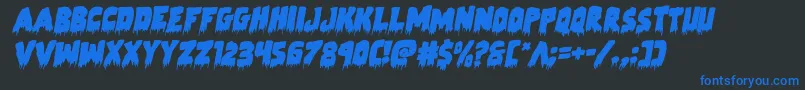 Zombiecontrolrotal-Schriftart – Blaue Schriften auf schwarzem Hintergrund