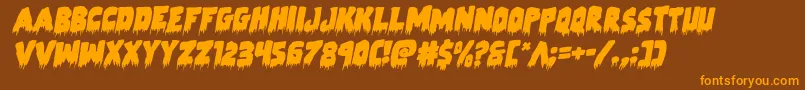 Zombiecontrolrotal-Schriftart – Orangefarbene Schriften auf braunem Hintergrund