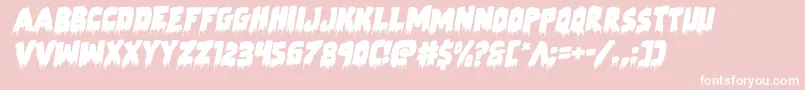Zombiecontrolrotal-fontti – valkoiset fontit vaaleanpunaisella taustalla