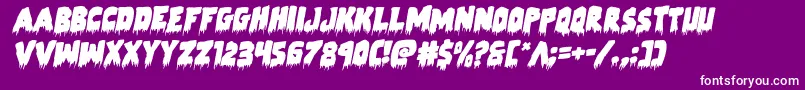 Zombiecontrolrotal-Schriftart – Weiße Schriften auf violettem Hintergrund