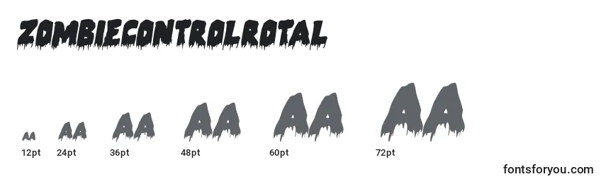Размеры шрифта Zombiecontrolrotal