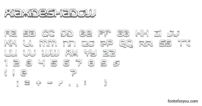 Шрифт XiaxideShadow – алфавит, цифры, специальные символы