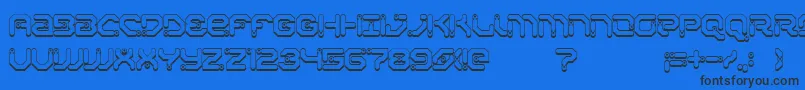 XiaxideShadow-Schriftart – Schwarze Schriften auf blauem Hintergrund