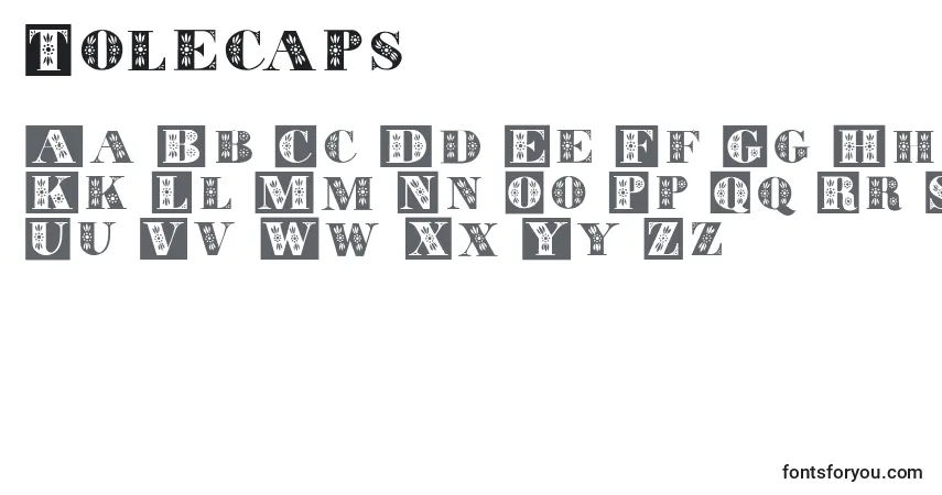 Schriftart Tolecaps – Alphabet, Zahlen, spezielle Symbole