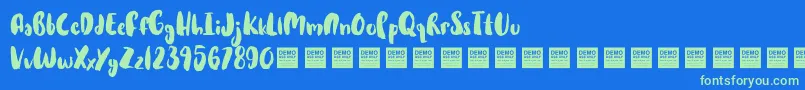 HotCakesDemo Font – Green Fonts on Blue Background