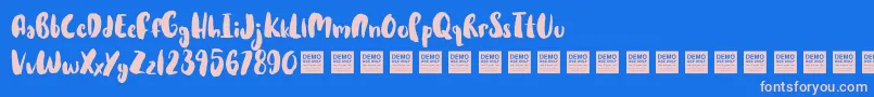 フォントHotCakesDemo – ピンクの文字、青い背景