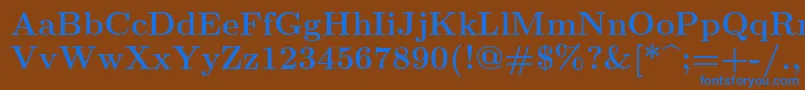 Lmroman12Bold-fontti – siniset fontit ruskealla taustalla