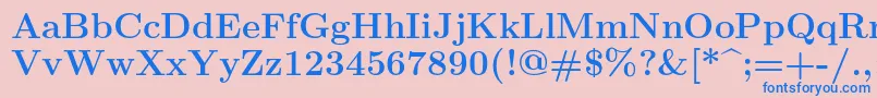 Lmroman12Bold-Schriftart – Blaue Schriften auf rosa Hintergrund
