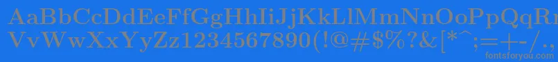 Lmroman12Bold-fontti – harmaat kirjasimet sinisellä taustalla