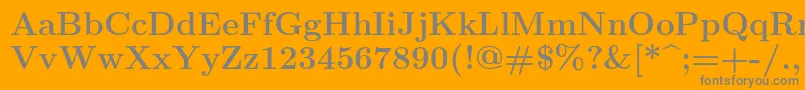 Lmroman12Bold-fontti – harmaat kirjasimet oranssilla taustalla