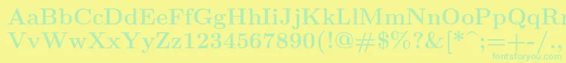Lmroman12Bold-fontti – vihreät fontit keltaisella taustalla