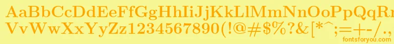 Lmroman12Bold-fontti – oranssit fontit keltaisella taustalla