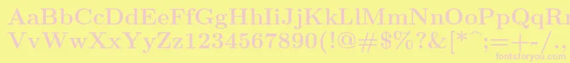 フォントLmroman12Bold – ピンクのフォント、黄色の背景