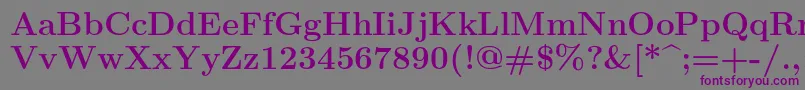 フォントLmroman12Bold – 紫色のフォント、灰色の背景