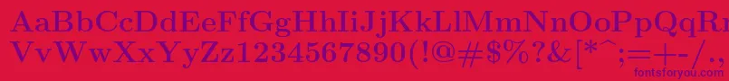Czcionka Lmroman12Bold – fioletowe czcionki na czerwonym tle