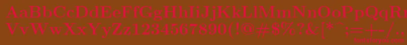 フォントLmroman12Bold – 赤い文字が茶色の背景にあります。