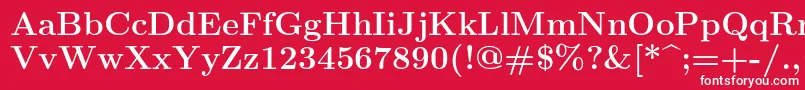 Lmroman12Bold-fontti – valkoiset fontit punaisella taustalla