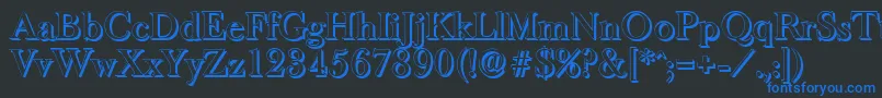 BaskeroldshadowMediumRegular-Schriftart – Blaue Schriften auf schwarzem Hintergrund