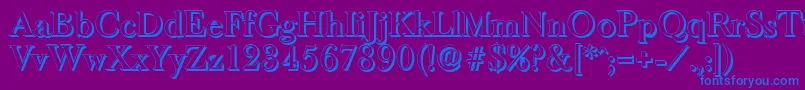 BaskeroldshadowMediumRegular-Schriftart – Blaue Schriften auf violettem Hintergrund