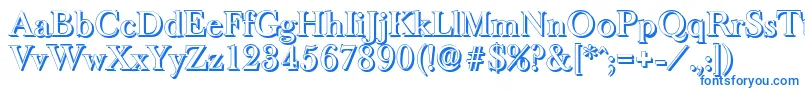 BaskeroldshadowMediumRegular-Schriftart – Blaue Schriften auf weißem Hintergrund