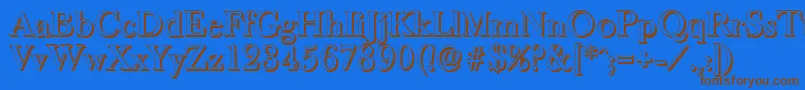 BaskeroldshadowMediumRegular-Schriftart – Braune Schriften auf blauem Hintergrund