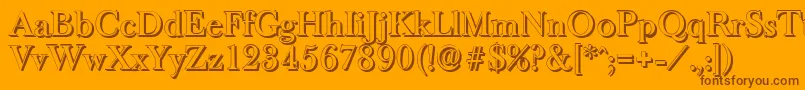 BaskeroldshadowMediumRegular-Schriftart – Braune Schriften auf orangefarbenem Hintergrund