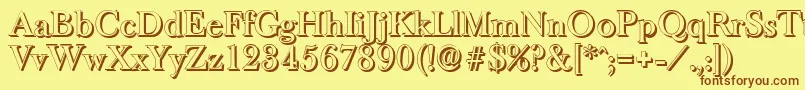 BaskeroldshadowMediumRegular-fontti – ruskeat fontit keltaisella taustalla