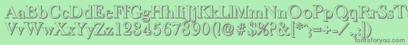 BaskeroldshadowMediumRegular-fontti – harmaat kirjasimet vihreällä taustalla