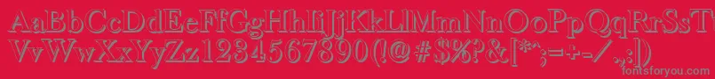 BaskeroldshadowMediumRegular-Schriftart – Graue Schriften auf rotem Hintergrund