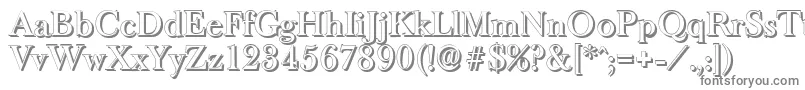 BaskeroldshadowMediumRegular-fontti – harmaat kirjasimet valkoisella taustalla
