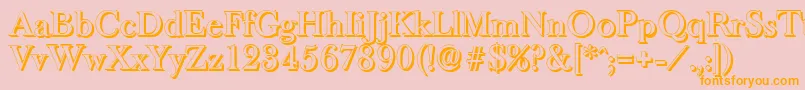 BaskeroldshadowMediumRegular-Schriftart – Orangefarbene Schriften auf rosa Hintergrund