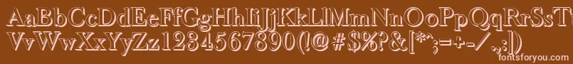 BaskeroldshadowMediumRegular-fontti – vaaleanpunaiset fontit ruskealla taustalla