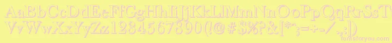 BaskeroldshadowMediumRegular-fontti – vaaleanpunaiset fontit keltaisella taustalla