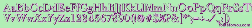 BaskeroldshadowMediumRegular-Schriftart – Violette Schriften auf grünem Hintergrund
