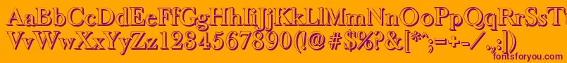 BaskeroldshadowMediumRegular-Schriftart – Violette Schriften auf orangefarbenem Hintergrund