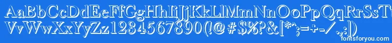 BaskeroldshadowMediumRegular-Schriftart – Weiße Schriften auf blauem Hintergrund