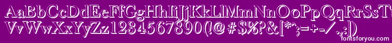 BaskeroldshadowMediumRegular-fontti – valkoiset fontit violetilla taustalla