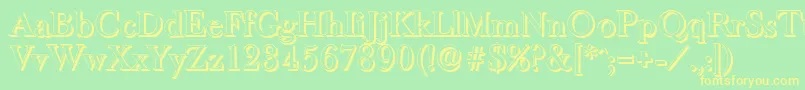 BaskeroldshadowMediumRegular-fontti – keltaiset fontit vihreällä taustalla