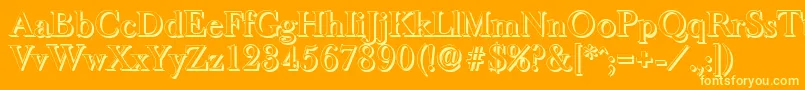 BaskeroldshadowMediumRegular-Schriftart – Gelbe Schriften auf orangefarbenem Hintergrund