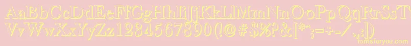 BaskeroldshadowMediumRegular-fontti – keltaiset fontit vaaleanpunaisella taustalla