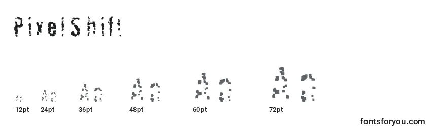 Размеры шрифта PixelShift