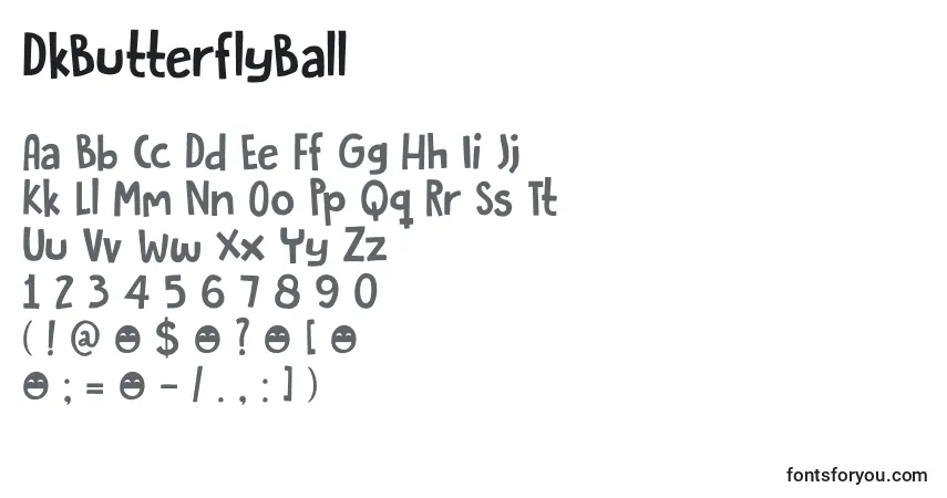 Schriftart DkButterflyBall – Alphabet, Zahlen, spezielle Symbole