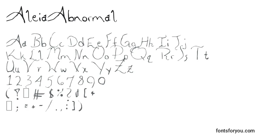A fonte AleiaAbnormal – alfabeto, números, caracteres especiais