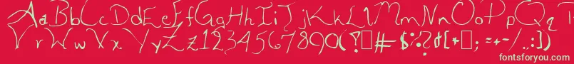 フォントAleiaAbnormal – 赤い背景に緑の文字
