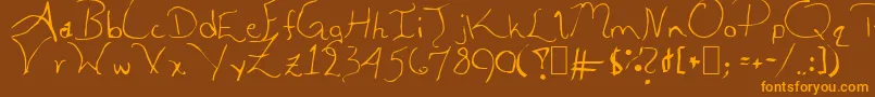AleiaAbnormal-fontti – oranssit fontit ruskealla taustalla